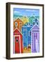 Rainbow Beach Huts-Peter Adderley-Framed Art Print