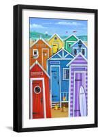 Rainbow Beach Huts-Peter Adderley-Framed Art Print