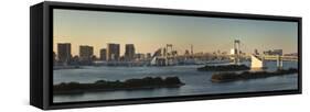 Rainbow Bridge and Tokyo Bay from Odaiba, Tokyo, Japan-Jon Arnold-Framed Stretched Canvas