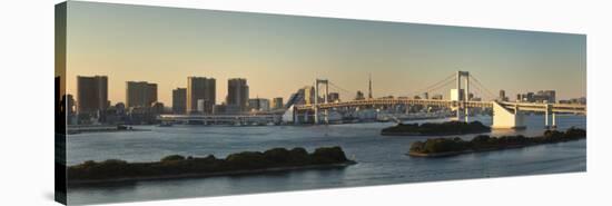 Rainbow Bridge and Tokyo Bay from Odaiba, Tokyo, Japan-Jon Arnold-Stretched Canvas