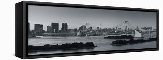 Rainbow Bridge and Tokyo Bay from Odaiba, Tokyo, Japan-Jon Arnold-Framed Stretched Canvas