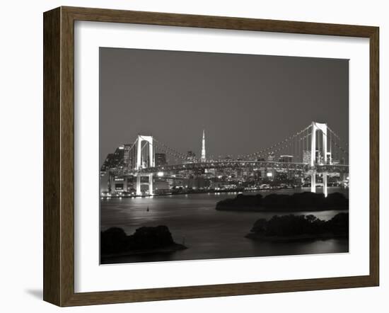Rainbow Bridge and Tokyo Bay from Odaiba, Tokyo, Japan-Jon Arnold-Framed Photographic Print
