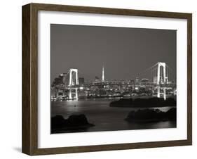 Rainbow Bridge and Tokyo Bay from Odaiba, Tokyo, Japan-Jon Arnold-Framed Photographic Print