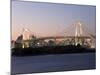 Rainbow Bridge and Tokyo Tower Illuminated at Dusk, Odaiba, Tokyo Bay, Tokyo, Japan-Gavin Hellier-Mounted Photographic Print