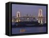 Rainbow Bridge at Dusk, Odaiba, Tokyo, Japan-Rob Tilley-Framed Stretched Canvas