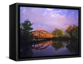 Rainbow Bridge Over Sheyenne River, Valley City, North Dakota, USA-Chuck Haney-Framed Stretched Canvas