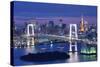 Rainbow Bridge Spanning Tokyo Bay with Tokyo Tower Visible in the Background.-SeanPavonePhoto-Stretched Canvas