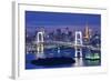 Rainbow Bridge Spanning Tokyo Bay with Tokyo Tower Visible in the Background.-SeanPavonePhoto-Framed Photographic Print