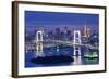 Rainbow Bridge Spanning Tokyo Bay with Tokyo Tower Visible in the Background.-SeanPavonePhoto-Framed Photographic Print