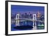 Rainbow Bridge Spanning Tokyo Bay with Tokyo Tower Visible in the Background.-SeanPavonePhoto-Framed Photographic Print