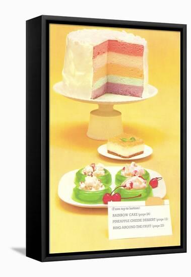 Rainbow Cake, Desserts-null-Framed Stretched Canvas