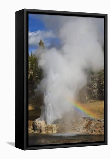 Rainbow Cast by Eruption of Riverside Geyser-Eleanor-Framed Stretched Canvas