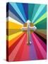 Rainbow Cross-Abstract Graffiti-Stretched Canvas