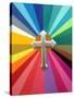 Rainbow Cross-Abstract Graffiti-Stretched Canvas