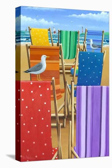 Rainbow Deckchairs-Peter Adderley-Stretched Canvas