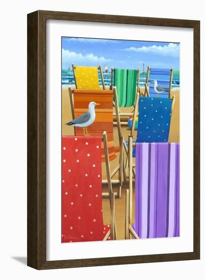 Rainbow Deckchairs-Peter Adderley-Framed Art Print