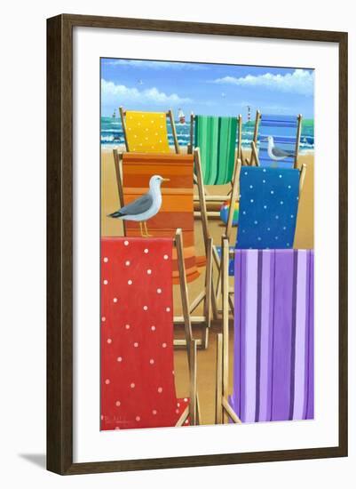 Rainbow Deckchairs-Peter Adderley-Framed Art Print