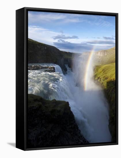 Rainbow Forms as Hvita River Pours over Gullfoss Waterfall, Arnessysla County, Iceland-Paul Souders-Framed Stretched Canvas