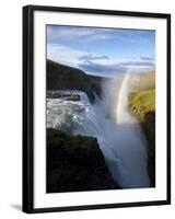 Rainbow Forms as Hvita River Pours over Gullfoss Waterfall, Arnessysla County, Iceland-Paul Souders-Framed Photographic Print