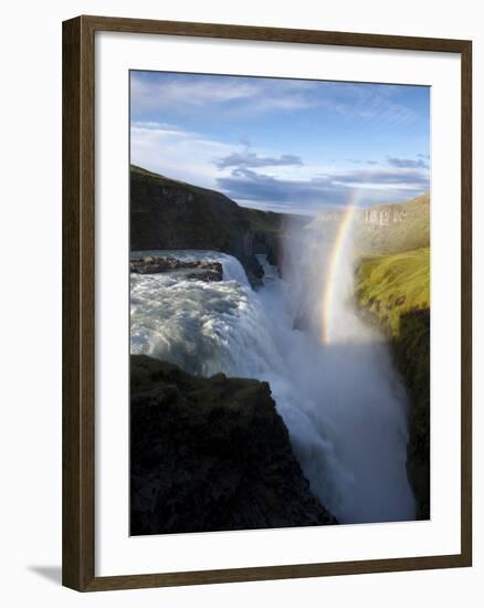 Rainbow Forms as Hvita River Pours over Gullfoss Waterfall, Arnessysla County, Iceland-Paul Souders-Framed Photographic Print