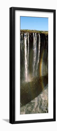 Rainbow Forms in the Water Spray in the Gorge at Victoria Falls, Zimbabwe-null-Framed Premium Photographic Print