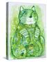 Rainbow Green Cat-Oxana Zaiko-Stretched Canvas