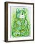 Rainbow Green Cat-Oxana Zaiko-Framed Giclee Print