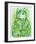 Rainbow Green Cat-Oxana Zaiko-Framed Giclee Print