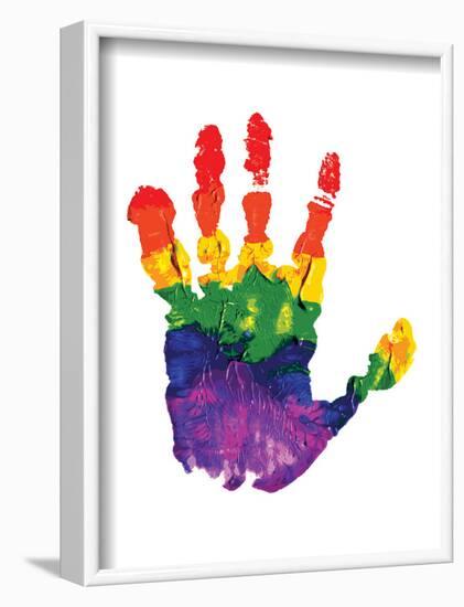 Rainbow Hand Imprint in Oil-null-Framed Art Print