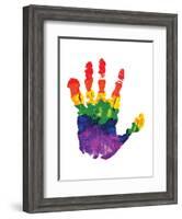 Rainbow Hand Imprint in Oil-null-Framed Art Print