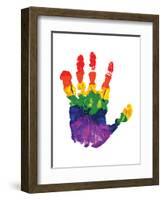 Rainbow Hand Imprint in Oil-null-Framed Art Print