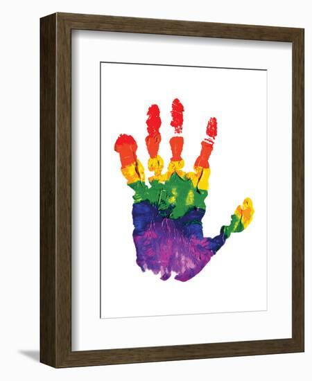 Rainbow Hand Imprint in Oil-null-Framed Art Print