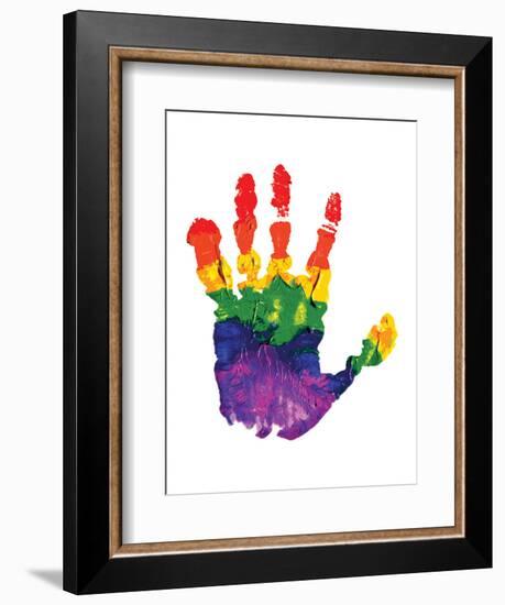 Rainbow Hand Imprint in Oil-null-Framed Art Print