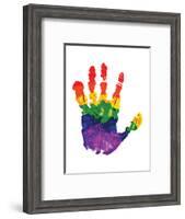 Rainbow Hand Imprint in Oil-null-Framed Art Print