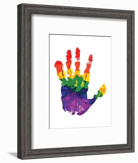 Rainbow Hand Imprint in Oil-null-Framed Art Print