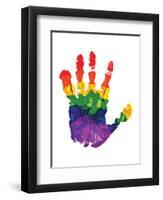 Rainbow Hand Imprint in Oil-null-Framed Art Print