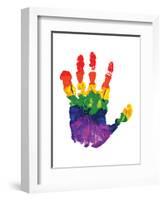 Rainbow Hand Imprint in Oil-null-Framed Art Print