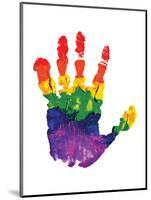 Rainbow Hand Imprint in Oil-null-Mounted Art Print