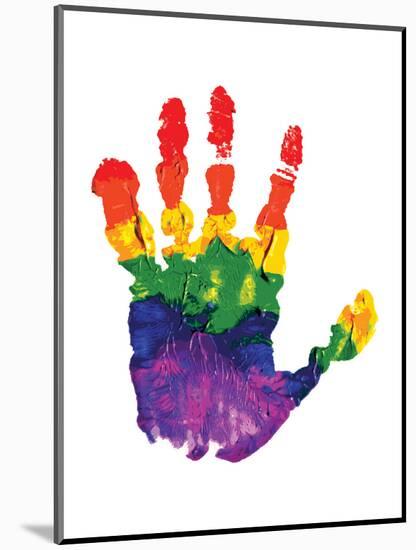 Rainbow Hand Imprint in Oil-null-Mounted Art Print