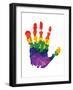 Rainbow Hand Imprint in Oil-null-Framed Art Print