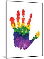 Rainbow Hand Imprint in Oil-null-Mounted Art Print