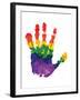 Rainbow Hand Imprint in Oil-null-Framed Art Print