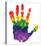 Rainbow Hand Imprint in Oil-null-Stretched Canvas