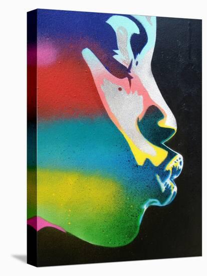 Rainbow Kiss-Abstract Graffiti-Stretched Canvas