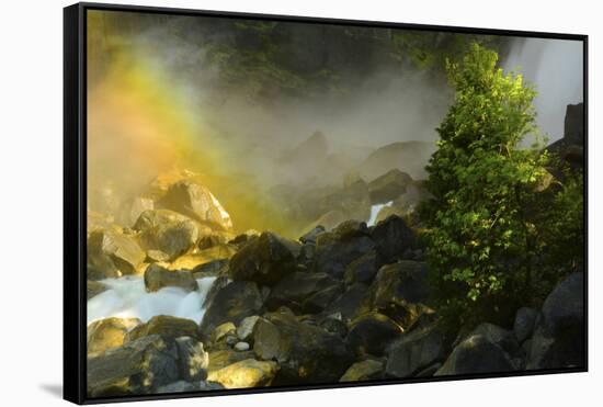 Rainbow, Lower Yosemite Falls, Yosemite National Park, California, USA-Michel Hersen-Framed Stretched Canvas