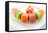 Rainbow Maki Sushi - Roll with Eel and Cream Cheese Inside. Tuna, Salmon and Avocado Outside-svry-Framed Stretched Canvas