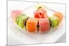 Rainbow Maki Sushi - Roll with Eel and Cream Cheese Inside. Tuna, Salmon and Avocado Outside-svry-Mounted Photographic Print