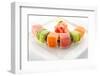 Rainbow Maki Sushi - Roll with Eel and Cream Cheese Inside. Tuna, Salmon and Avocado Outside-svry-Framed Photographic Print