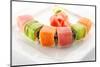Rainbow Maki Sushi - Roll with Eel and Cream Cheese Inside. Tuna, Salmon and Avocado Outside-svry-Mounted Photographic Print