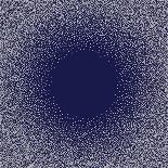 White Dots on Blue Background. Abstract Radial Gradient, Circle Halftone Dots, White Dotwork Engrav-Rainbow Nima-Stretched Canvas